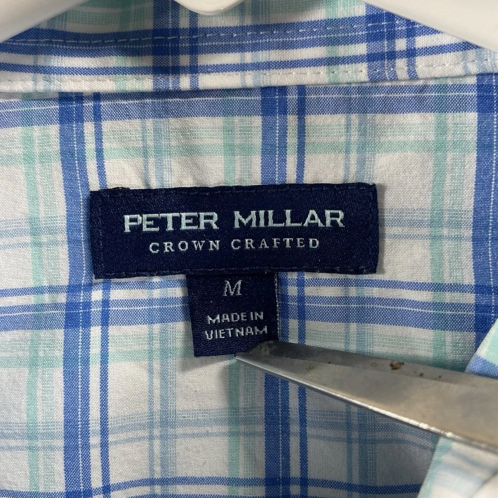 Peter Millar Shirt Mens Medium Crown Crafted Button Up Plaid Long Sleeve Casual
